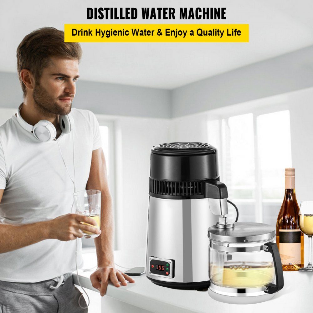 Destylator wody SC-3, profesjonalny destylator wody ze stali nierdzewnej, moc 750 W i pojemność 4 l, do laboratoriów, szpitali, biur, wydajność destylacji 1 l/h