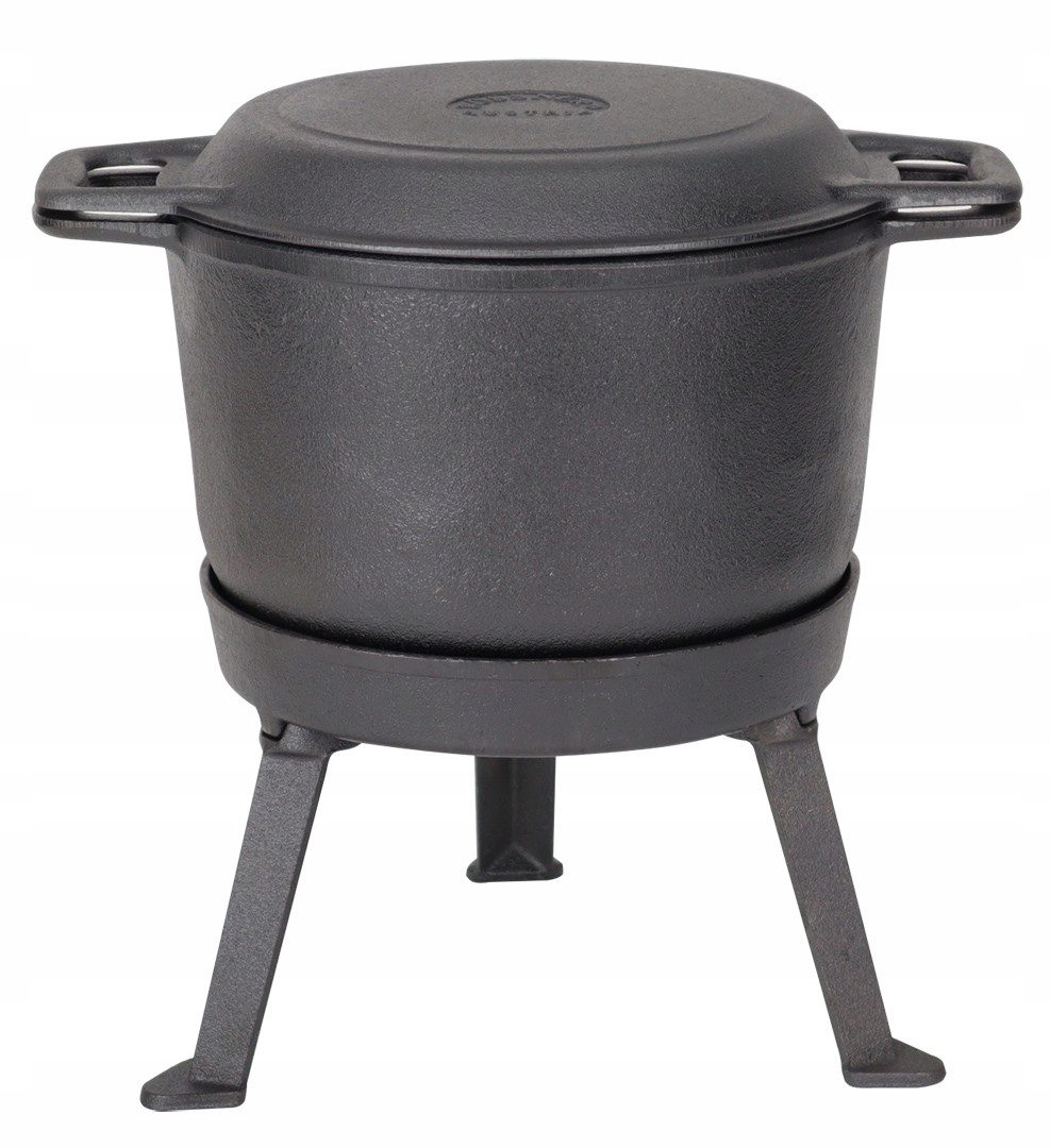 BBQ Dutch Oven Eintopf handgefertigt mit Füßen ca. 12l für Lagerfeuercamping etc. XXL-Set mit Pfanne