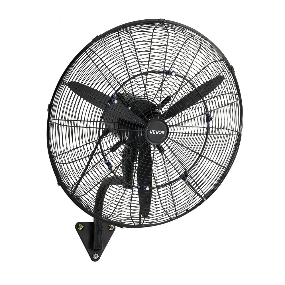 110W Industrial Wall Fan 67cm 7m/s Oscillating Wall Fan with 3 Mist Levels and Adjustable Tilt Angle Commercial Industrial Fan for Workshop Garage Warehouse Gym Black