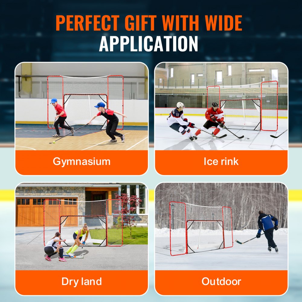 Hockey Goal Street Hockey Net with Backstop and Goals, Street Hockey Goal Hockey Net, 310x183cm Pro Hockey Training Goal Set, Portable Indoor Outdoor Hockey Goal with Net, White/Red, Training Hockey Goal Street Hockey Net with Backstop and Goals, Street Hockey Goal Hockey Net, 310x183cm Pro Hockey Training Goal Set, Portable Indoor Outdoor Hockey Goal with Net, White/Red, Training