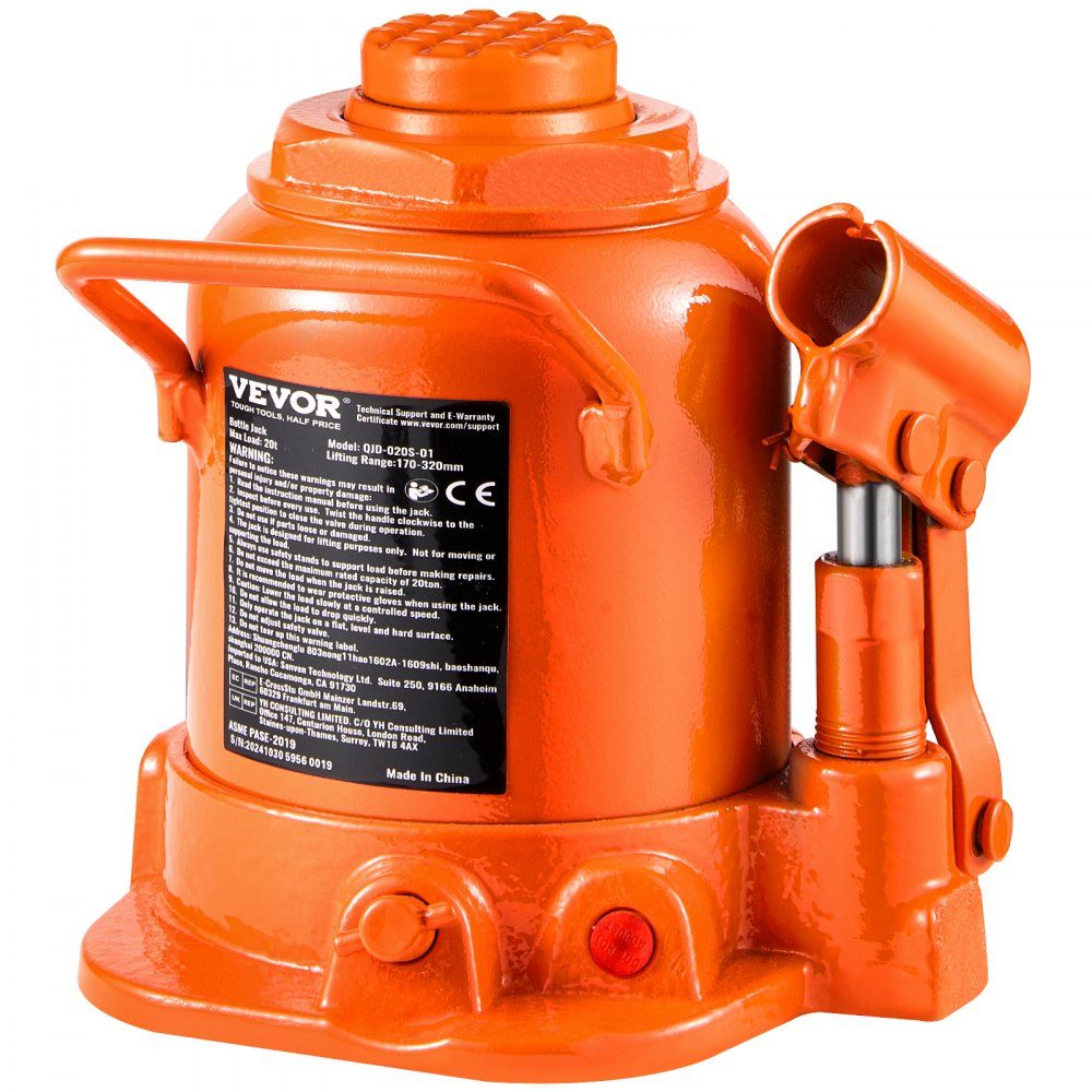 Hydraulic Jack 20T Stamp Jack Bottle Jack with 17-32cm Lifting Range and 3 Piece Long Handle for Car Pickup Truck Motorhome Auto Repair Industrial Engineering