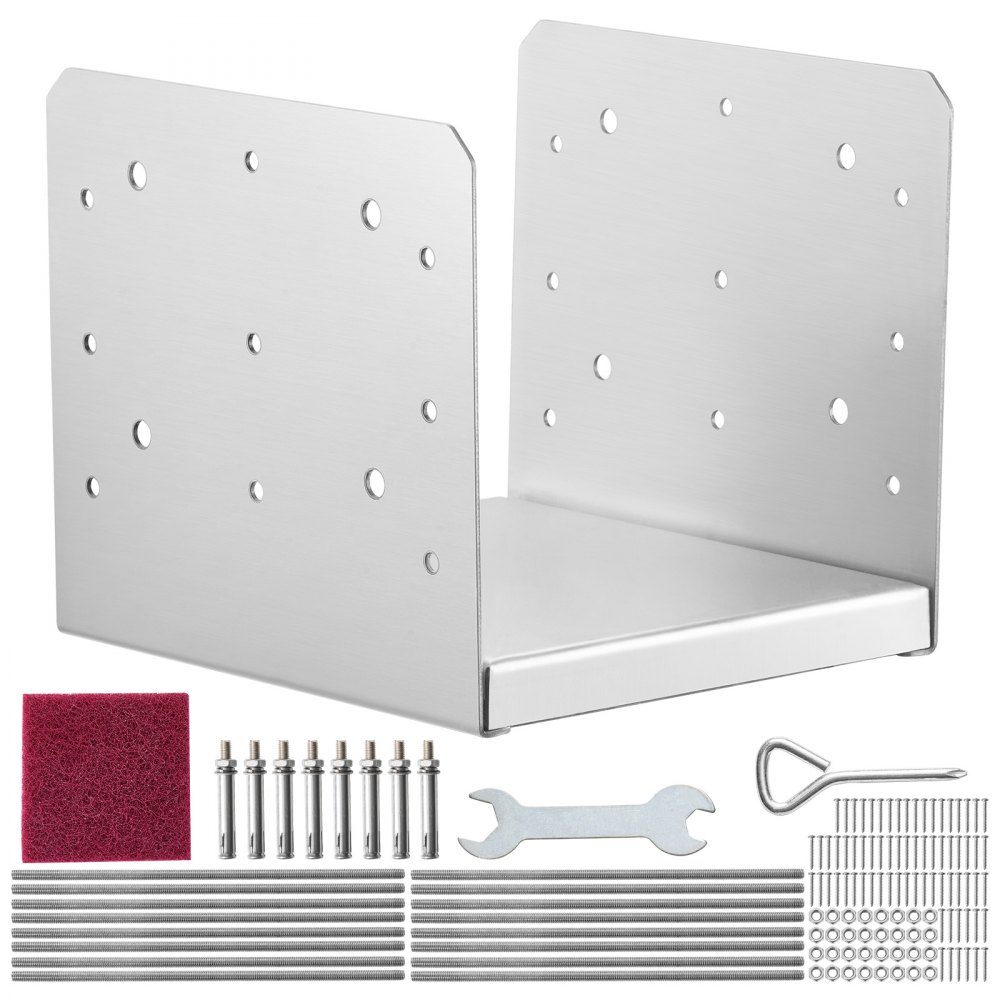 Jeu de 4 douilles à vis 190 x 200 x 180 mm Base de poteau Patin de poteau en acier au carbone Base de poteau Douille de sol Base de support Idéal pour les balustrades de porche, les pergolas et les colonnes