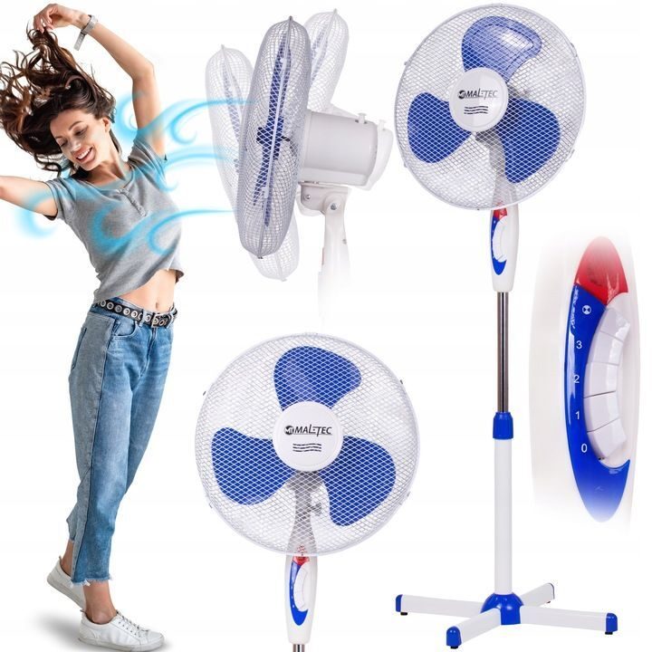 Pedestal fan, wind machine, air cooler, powerful, white