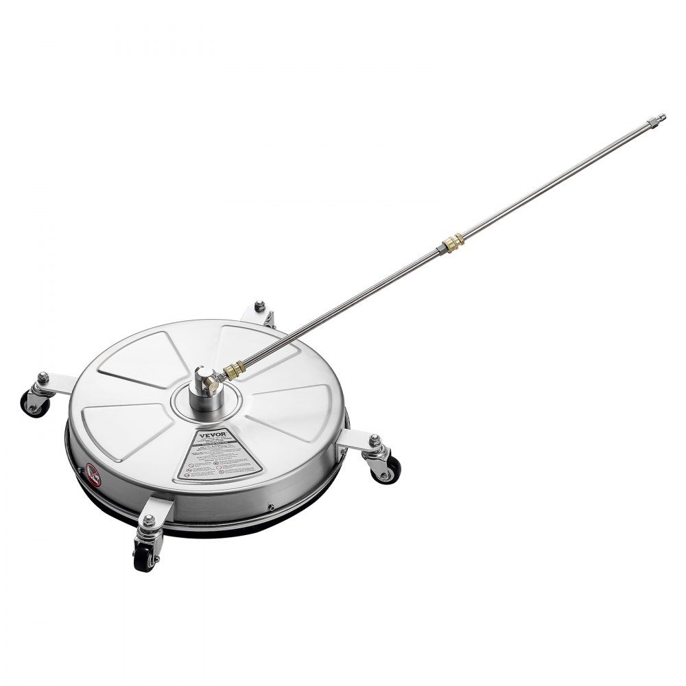 465 mm Hochdruckreiniger-Oberflächenreiniger, Edelstahl-Oberflächenreiniger mit 4 Rädern, max. 4000 PSI, 1/4-Zoll-Schnellanschluss, 2 Sprühdüsen, 2 verlängerte Stangen für Beton, Terrasse, Deck