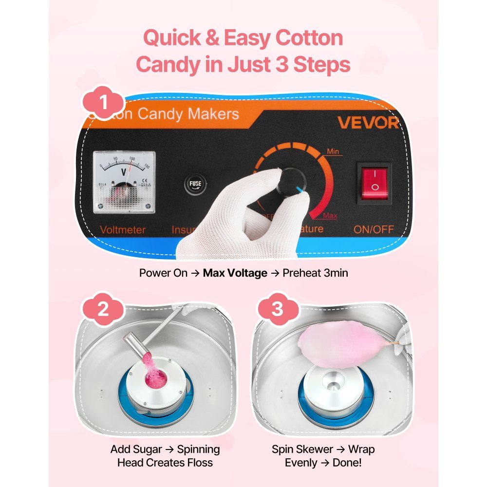 Machine à barbe à papa électrique 1000 W, machine à barbe à papa avec couvercle, bol en acier inoxydable et cuillère à sucre, idéale pour le carnaval, les anniversaires, les fêtes de famille, machine à barbe à papa professionnelle bleue