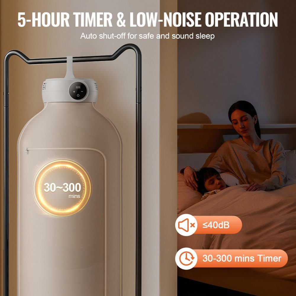 600W Portable Tumble Dryer, Rotary Clothes Line with Dryer Bag, PTC Heater and LED Display, Foldable Mini Dryer with 5 Hour Timer for Apartments, Dorms, RVs or Hotels