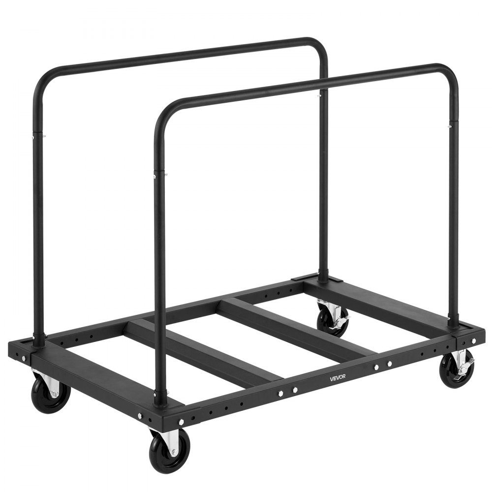 Tellerwagen 816 kg, Transportwagen mit 12,5 mm Lenkrollen, Tellerroller, Rohrwagen mit Zurrgurt & 2 seitlichen Handläufen, Transporthilfe für Fabrik, Lager, Garage, schwarz
