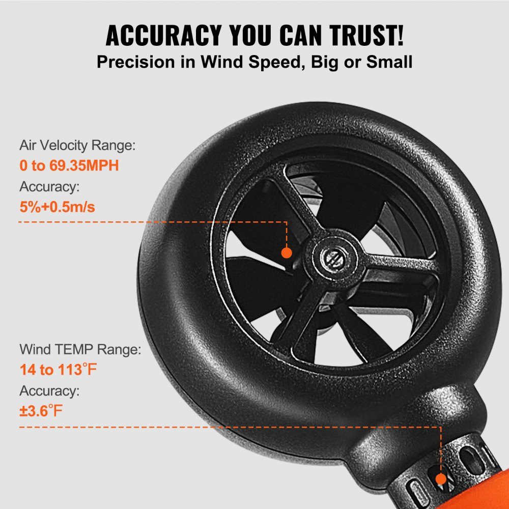 Anemometer 69.35 MPH Air Speed ​​Meter 163 x 54 x 32mm Anemometer IP44 Wind Meter Wind Strength Meter MAX/MIN/AVG/CU Wind Speed ​​Data -10-45℃ Air Meter Speed ​​Meter