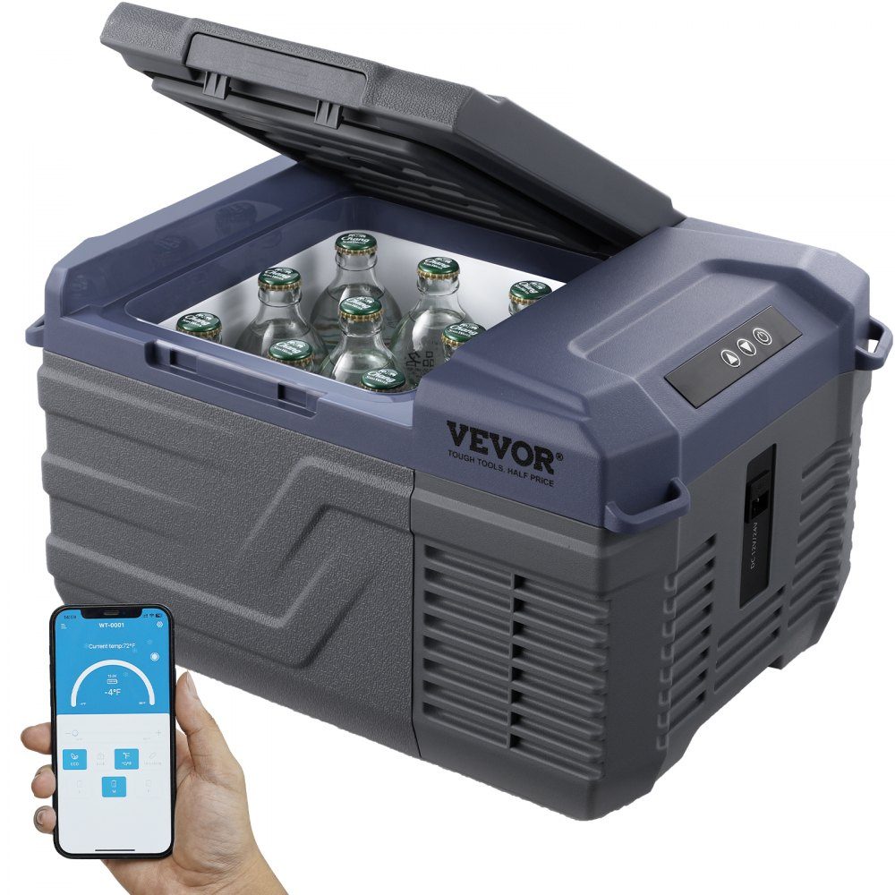 Car Refrigerator, 12V Car Fridge, Portable 9L Single Zone Freezer, Adjustable Range from -4℉ to 68℉, 12/24V DC und 100-240-V-AC- Compressor Cooler for Outdoor, Camping, RV