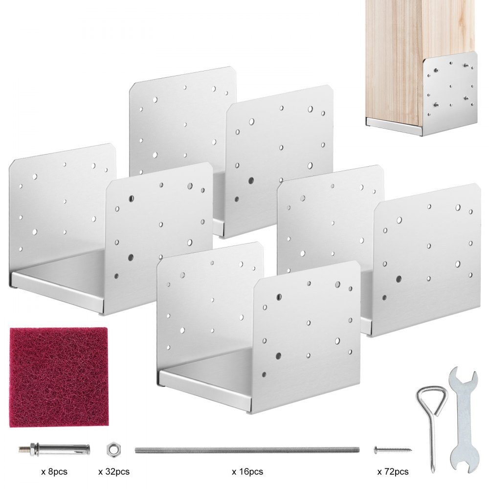 Jeu de 4 douilles à vis 190 x 200 x 180 mm Base de poteau Patin de poteau en acier au carbone Base de poteau Douille de sol Base de support Idéal pour les balustrades de porche, les pergolas et les colonnes