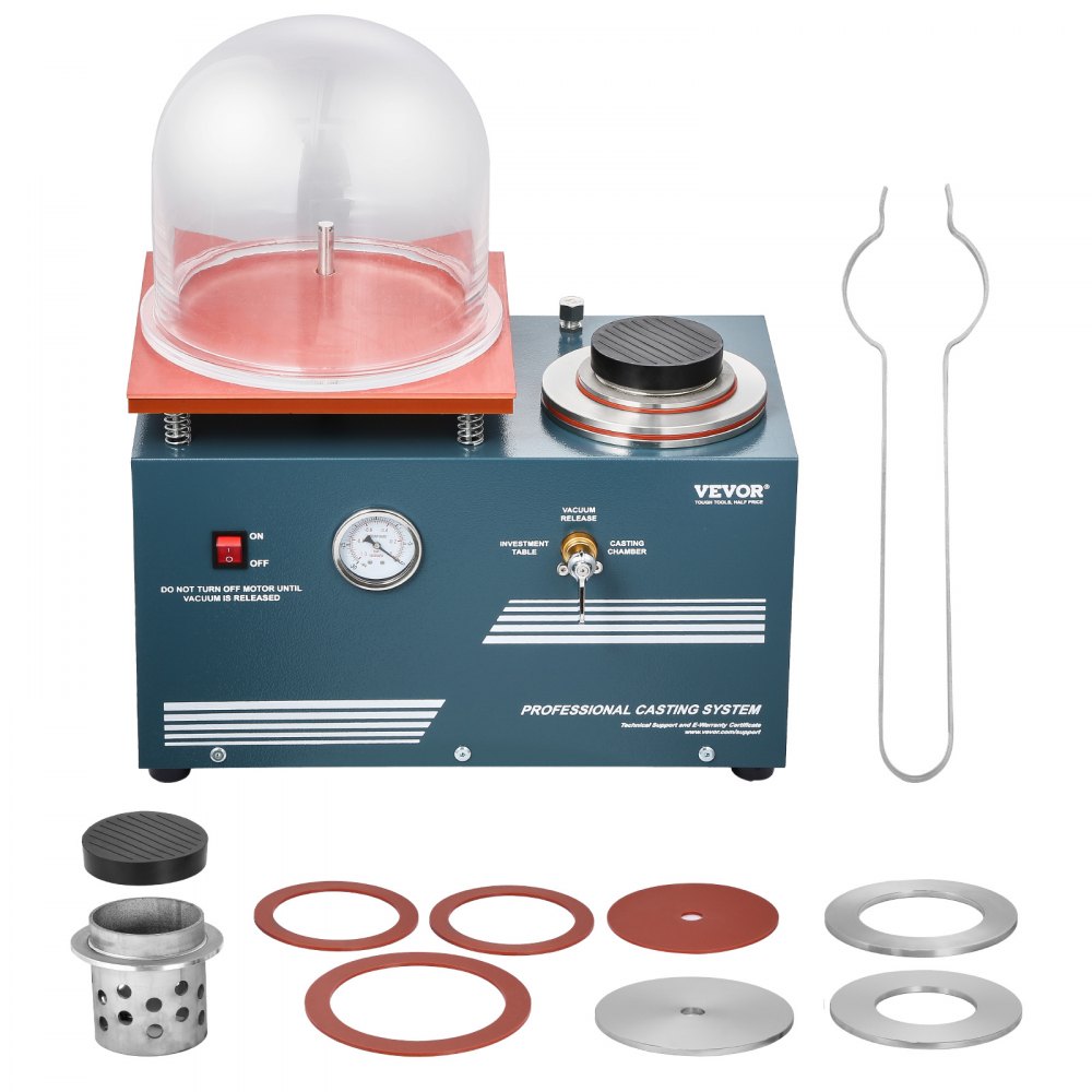 Machine de moulage sous vide de 400 ml avec pompe de 3 CFM, cloche et jauge de précision, outil de moulage de bijoux en métal, machine de moulage sous vide pour le moulage et la fusion de bijoux (28 x 28 cm), puissance 290 W Machine de moulage sous vide de 400 ml avec pompe de 3 CFM, cloche et jauge de précision, outil de moulage de bijoux en métal, machine de moulage sous vide pour le moulage et la fusion de bijoux (28 x 28 cm), puissance 290 W