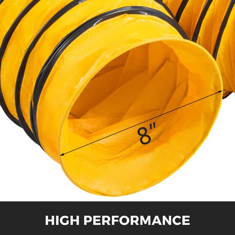 Luchttransportslang, 25ft ventilatorslang, 12" diameter heteluchtslang, gele ontluchtingsslang, PVC-uitlaatslang, wasdrogerslang, airconditioningontluchtingsslang
