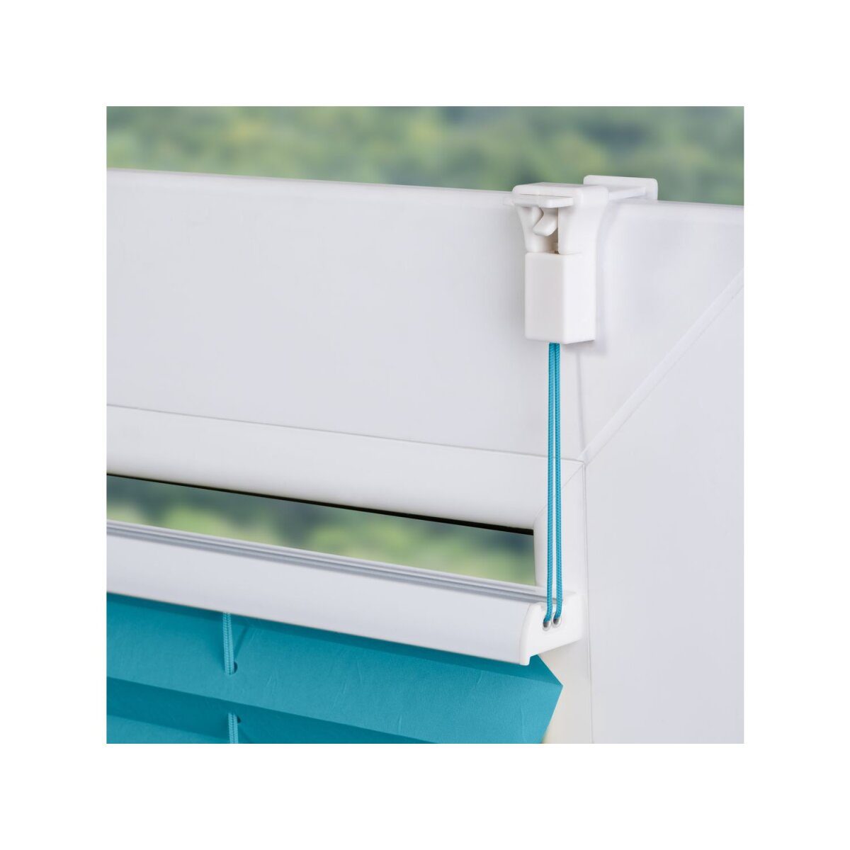Lichtblick Klemmfix pleated blind, infinitely adjustable, opaque, installation without drilling, 90 x 130 cm, blue