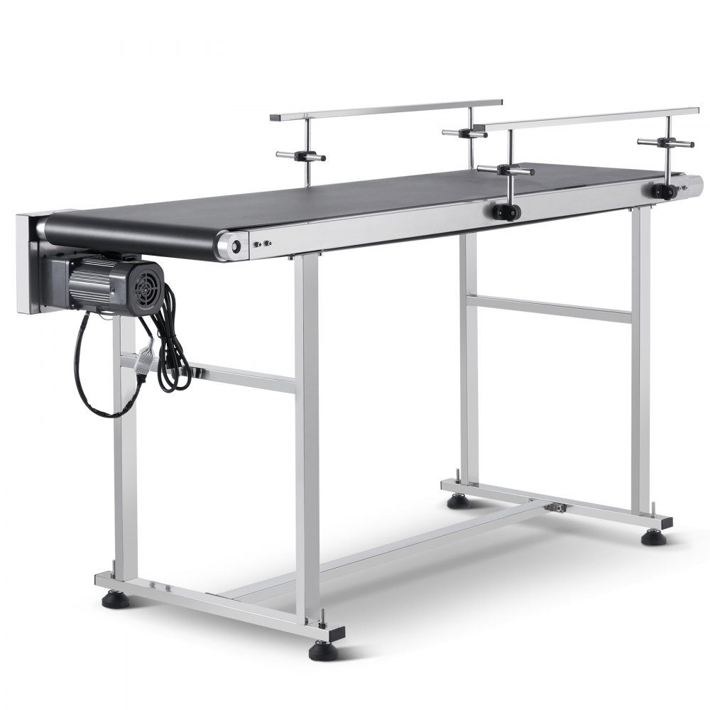 Belt Conveyor 1498.6 x 398.8mm Conveyor Table Motorized Belt Conveyor for Inkjet Coding Applications Powered PVC Belt Anti-Static Adjustable Speed ​​(Double Guardrail)