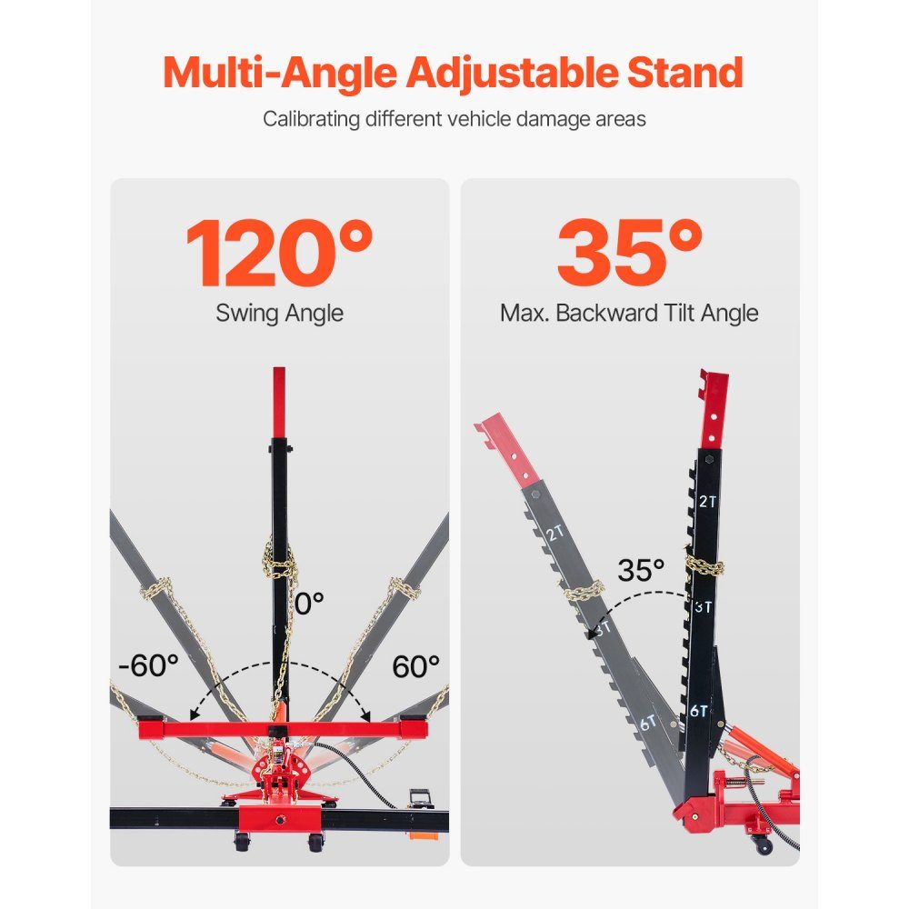 Body Frame Puller and Straightener, 6T Tension Body Repair Tool with 3T Airbag Jack and 45MPa Hydraulic Foot Pump, Includes 16 Straightening Tools, for Auto Repair Shops