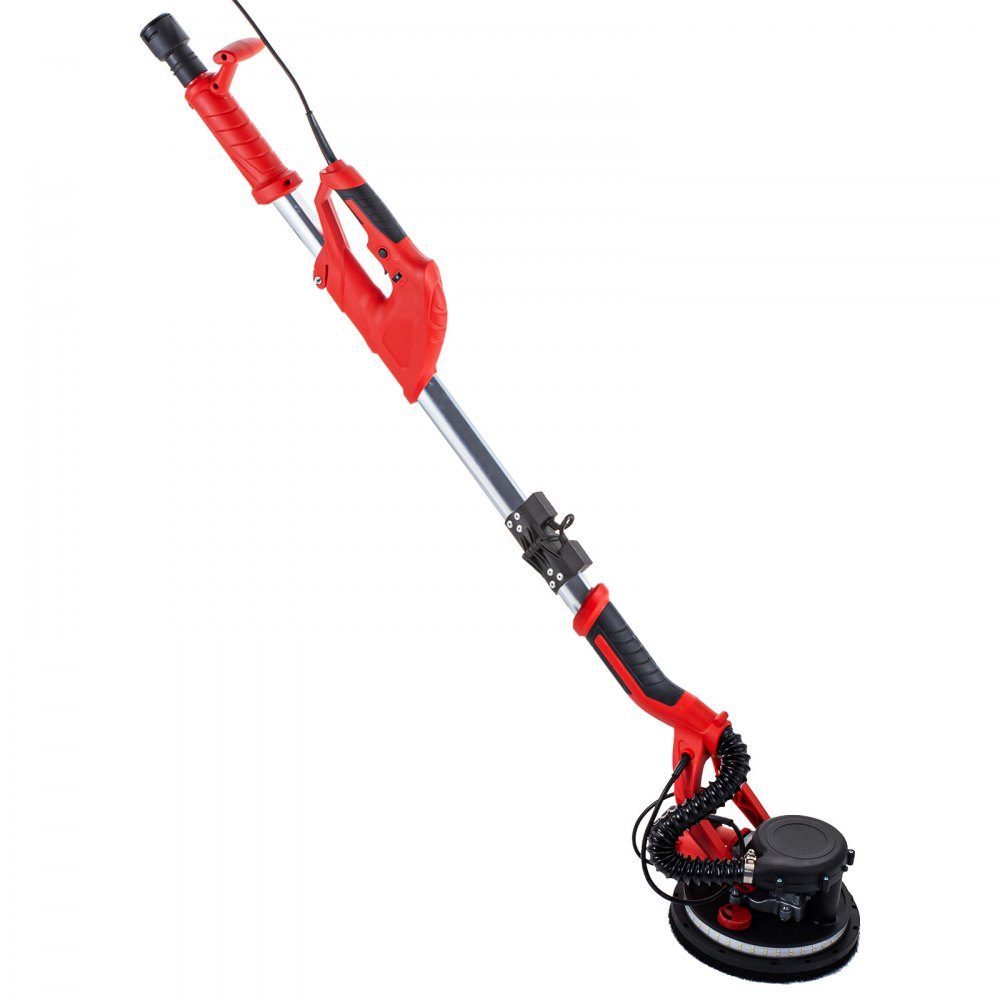Roterende muurschuurmachine 750W, opvouwbare gipsplaatschuurmachine met telescoopsteel, variabel toerental 800-1750 tpm, muurschuurmachine met LED-lichtbalk en stofzak