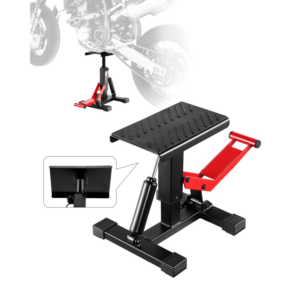 Table élévatrice pour moto tout-terrain (capacité de charge de 544 kg), support de levage réglable en hauteur avec fonction de levage hydraulique, réglable en hauteur (250-465 mm) pour réparer le motocross Table élévatrice pour moto tout-terrain (capacité de charge de 544 kg), support de levage réglable en hauteur avec fonction de levage hydraulique, réglable en hauteur (250-465 mm) pour réparer le motocross