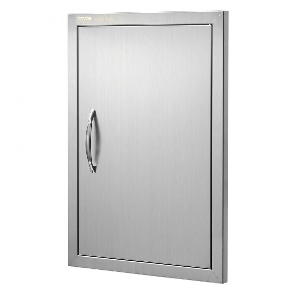 Porte d'accès au gril, 457 x 610 x 45 mm, porte de cuisine extérieure simple, porte encastrée en acier inoxydable, porte murale verticale avec poignée, pour îlot de grill, station de grill, armoire extérieure