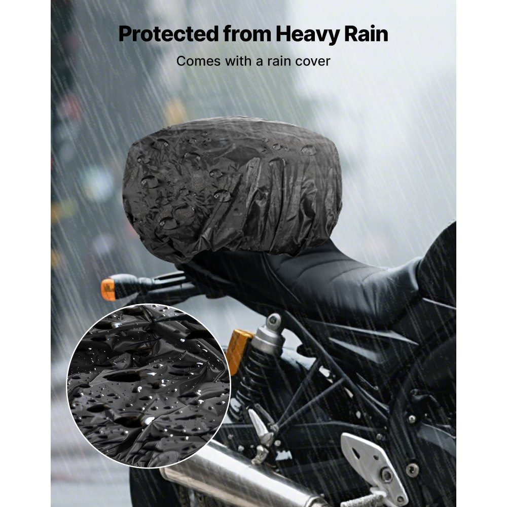 Motorrad-Hecktasche, Rücksitztasche (22–34 l), mit wasserdichtem Regenschutz, Motorrad-Gepäckaufbewahrung, Gepäckträgertasche mit Riemen und Gummiband, Motorradgepäck, Schwarz