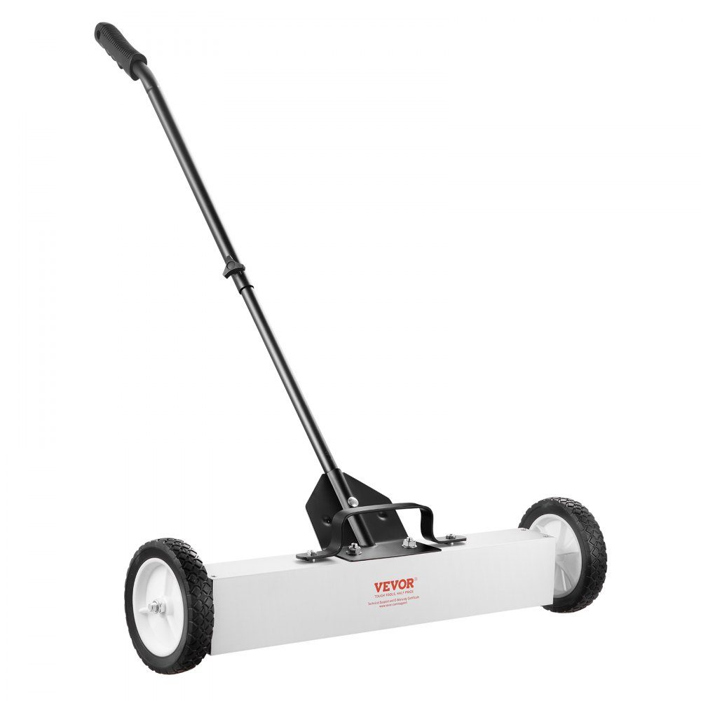 24 Inch Wheeled Magnetic Sweeper, 50 Pound Capacity, with Extendable Magnetic Pickup Tool, Adjustable Handle, Magnetic Pickup Sweeper for Picking Up Nails and Screws, for Workshop, Garage, Yard