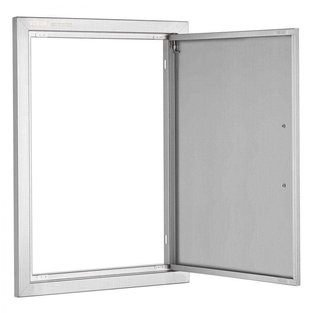 Grill-Zugangstür, 432 x 610 x 46 mm, einzelne Außenküchentür, bündig montierte Edelstahltür, vertikale Wandtür mit Griff, für Grillinsel, Grillstation, Außenschrank usw