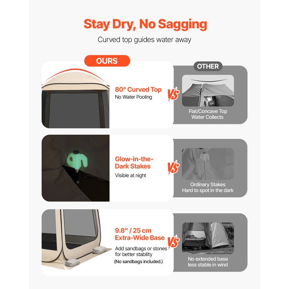 Namiot kempingowy 72" x 72" Pop-Up SUV Namiot z tylną klapą Przenośny namiot imprezowy dla 4-6 osób z torbą do noszenia Siatkowe ściany boczne na kemping Ogród Zajęcia na świeżym powietrzu Beżowy