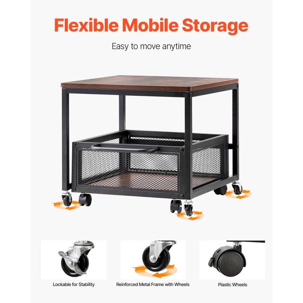 Mini support de Réf. rigérateur, support de réfrigérateur avec capacité de charge de 90 kg, table de réfrigérateur avec chariot de rangement mobile et roues pivotantes, support de réfrigérateur à boissons pour bar à café, appartement, marron foncé
