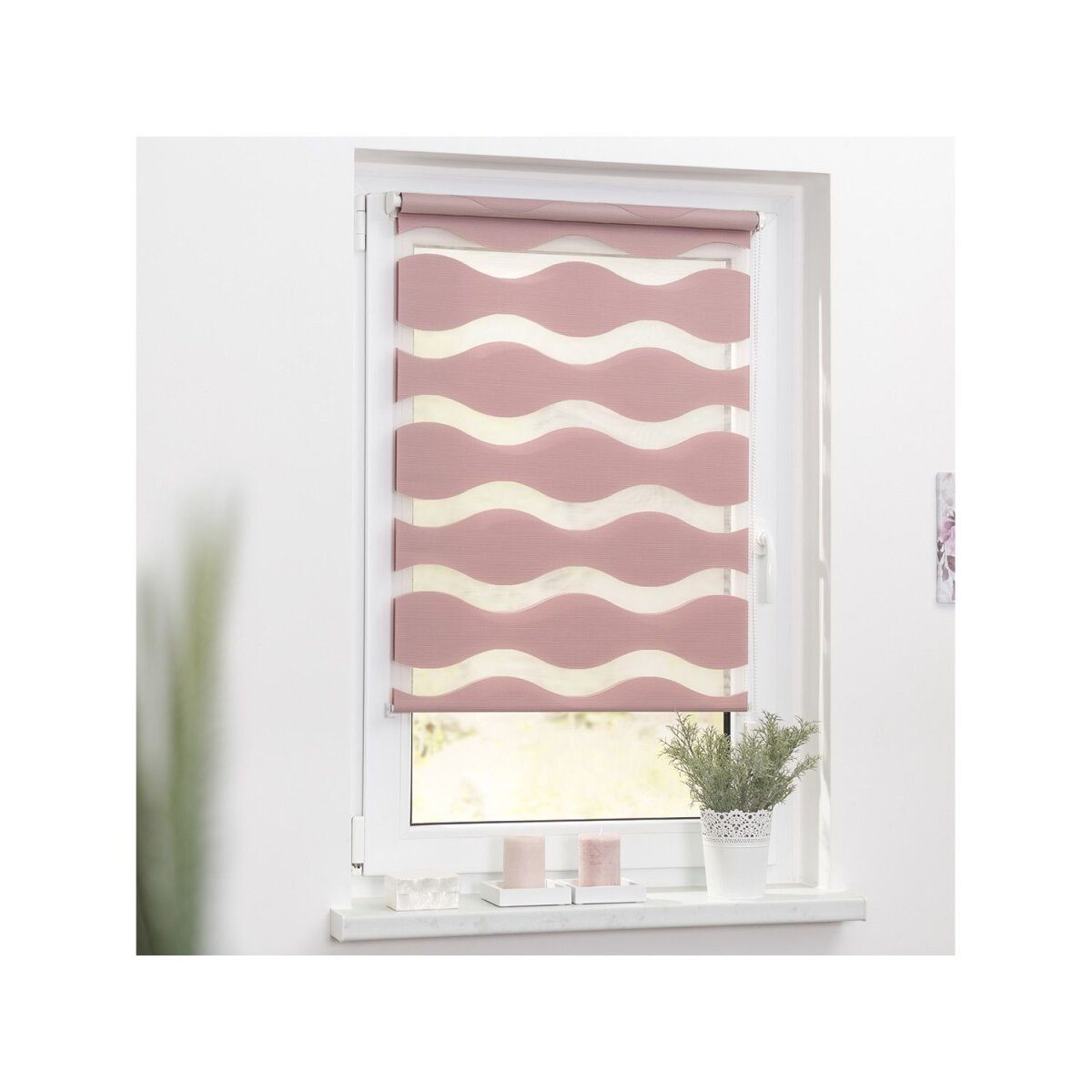 Lichtblick Duo roller blind wave Klemmfix, no drilling required, from 45x150 cm (old pink, 90x150 cm)