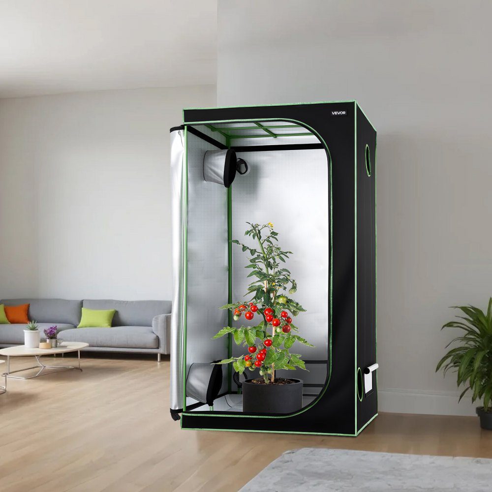 Grow Tent 100x100x200cm Grow Box 600D High Reflective Mylar Indoor Plant Tent with Observation Window, Floor Tray and Zipper, Greenhouse Grow Tents for Fruits, Flowers and Vegetables