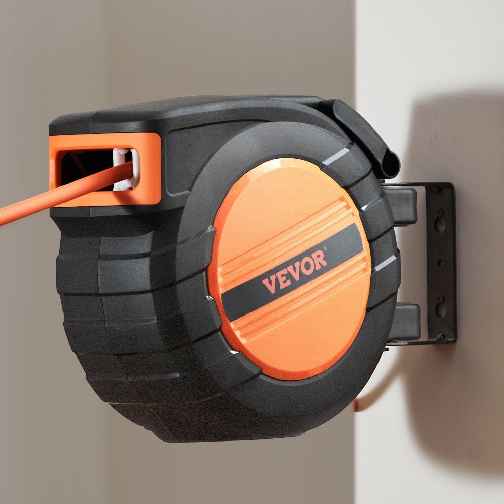 Compressed Air Hose Reel, 9.52mm x 50ft Air Hose, Max 300 PSI, Auto Rewind Hose Reel, Ceiling/Wall Mount, Enclosed PP Reels and 180° Rotating Bracket