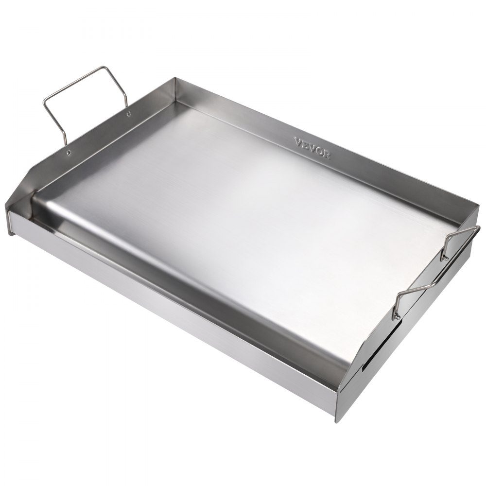 Plaque de gril 430 en acier inoxydable 58,7 x 39,5 x 9,9 cm - Plaque de gril universelle de 2 mm d'épaisseur utilisable, plaque de gril de fête pour barbecue en plein air avec poignée gril à gaz pour gril à gaz, gril à charbon et accessoires de gril élect