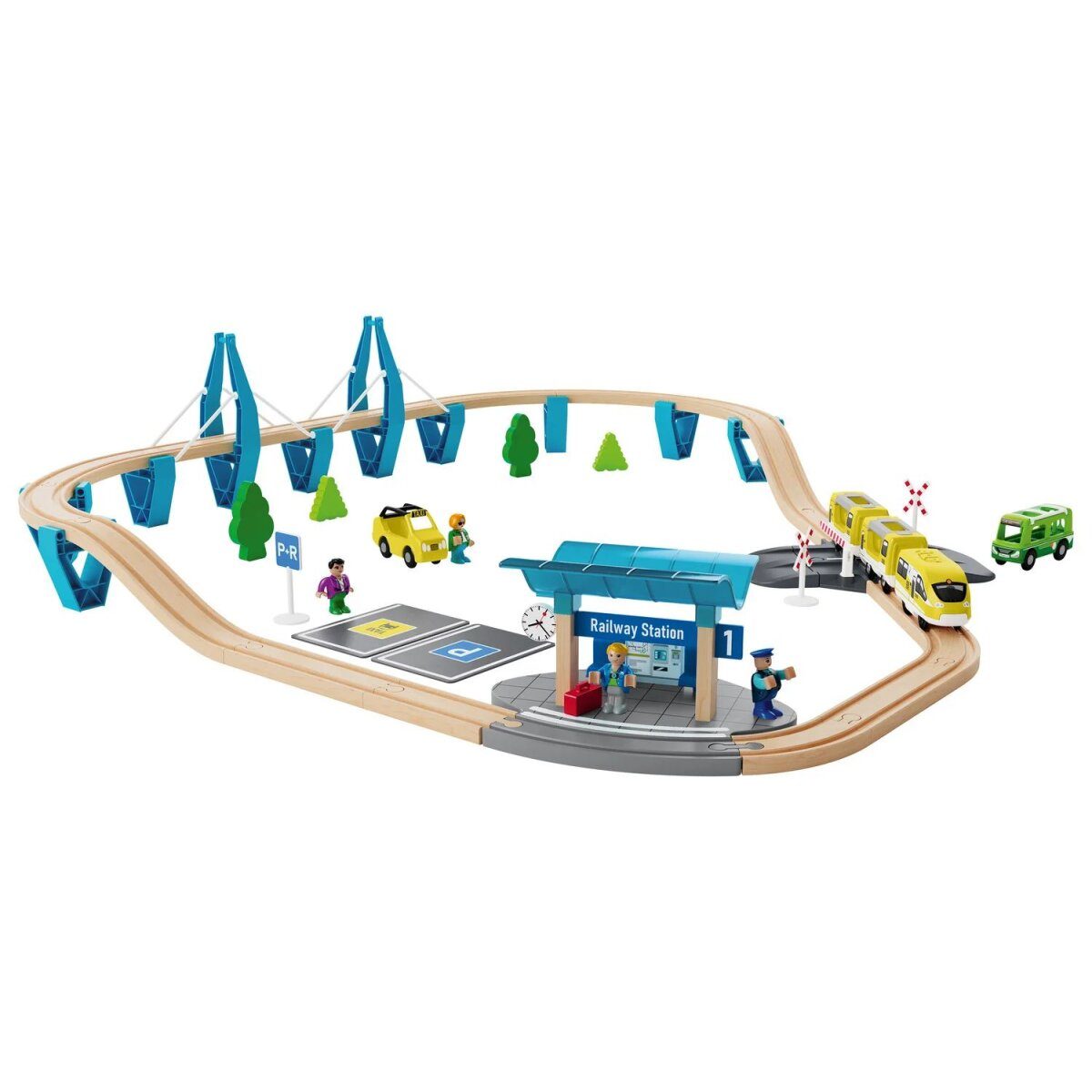 PARKSIDE® railway set, made of beech wood, passenger train