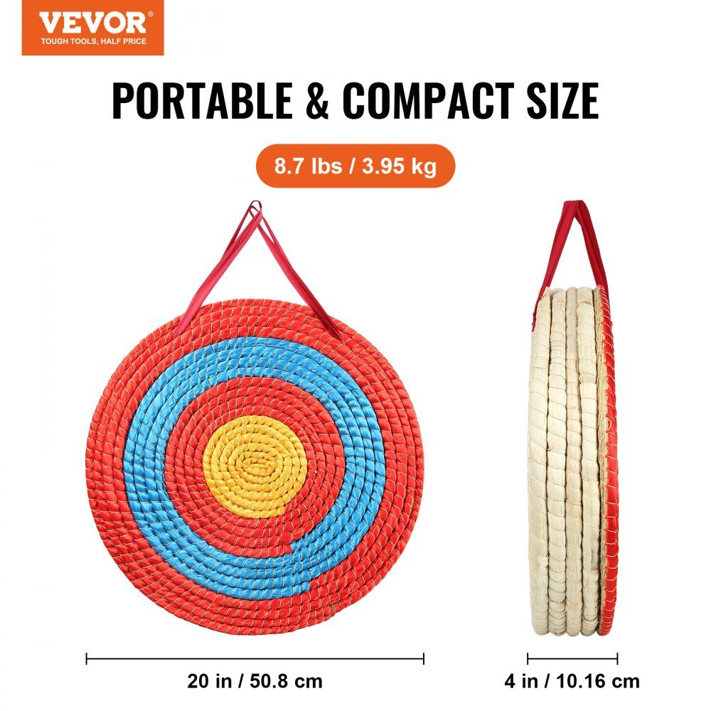508mm Archery Target, Handmade Straw Bow Target for Recurve Bow, Compound Bow or Longbow, Traditional Bow Arrow Target for Kids, Teens, Adults, Archery