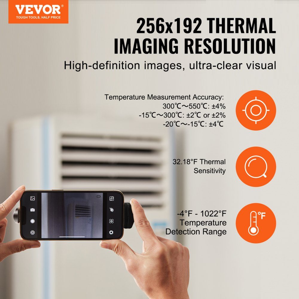 Thermal Imaging Camera for Android and IOS, Wireless Infrared Thermal Imaging Camera with 256x192 IR Resolution, Wi-Fi and Visual Camera, Thermal Imaging Camera with 25Hz Refresh Rate for Smartphones