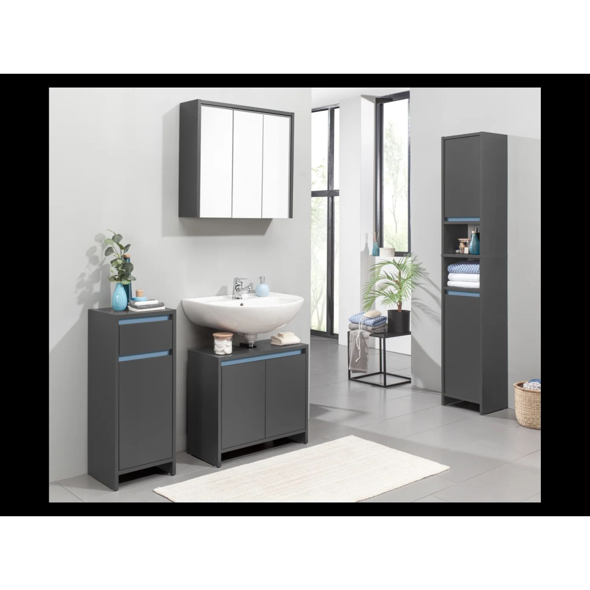 LIVARNO home Meuble vasque « Oslo » avec 2 portes, anthracite