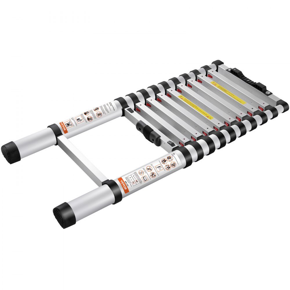 3.2m Telescopic Ladder Non-Slip Folding Ladder 48 x 9.5 x 76.5cm Step Ladder One Button Retraction Multipurpose Ladder Aluminum Alloy 170kg Load Capacity Ideal for Home Repair Decoration Wall Painting