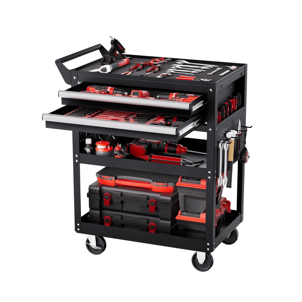 Wózek narzędziowy 785x450x945 mm, nośność 181 kg, wózek warsztatowy z 2 szufladami, organizer do przechowywania narzędzi mechanicznych, do garażu, magazynu i warsztatu, czarny Wózek narzędziowy 785x450x945 mm, nośność 181 kg, wózek warsztatowy z 2 szufladami, organizer do przechowywania narzędzi mechanicznych, do garażu, magazynu i warsztatu, czarny