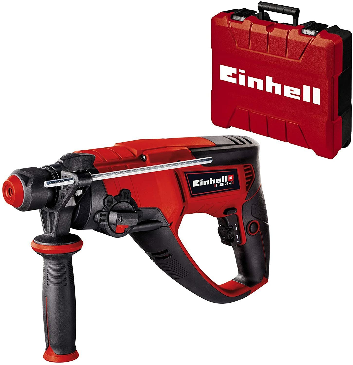 Wiertarka udarowa Einhell TE-RH 26 4F (800 W, prędkość udaru 0-4500/min, 2,6 J, pneumatyczny mechanizm udarowy, uchwyt narzędziowy SDS-plus, ogranicznik głębokości wiercenia w metalu, w zestawie E-box)
