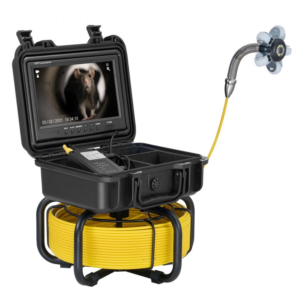 Sewer Camera, 50m Self-Leveling Pipe Inspection Camera with 9" 1080P HD Screen, 36X Zoom, Waterproof IP68-Rohrkamera with Lights-12 LED, 32GB Card Borescope for Sewer Pipes