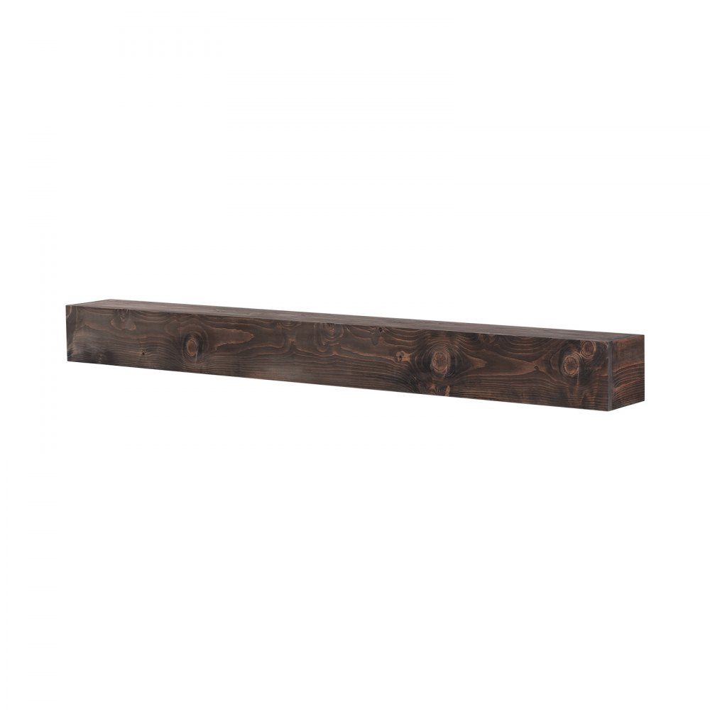 Obudowa kominka 72" x 8" x 5" Nośność 50 funtów Obudowa z naturalnego drewna nad kominkiem Pływająca półka ścienna do wiejskiego domu Ręcznie robiona dekoracja ścienna do kominka, brązowa
