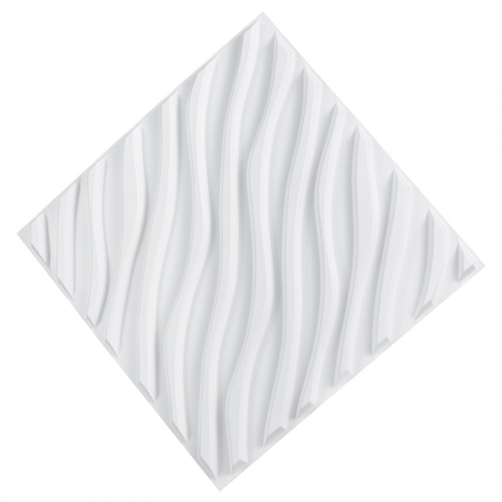 Lot de 12 panneaux muraux 3D en PVC 50 x 50 cm - Panneaux muraux minimalistes modernes - 2,97 m² - Design d'intérieur pour chambre à coucher, salon, salle de jeux - Blanc mat