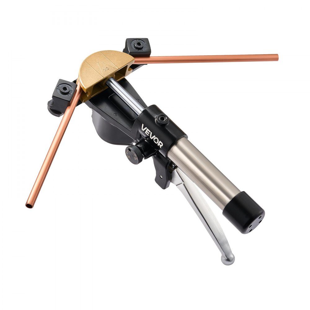 Hydraulic pipe bender, 6-22 mm, pipe bender 90°, forward, with 7 colored aluminum alloy jaws, for repairs in heating, ventilation and air conditioning, refrigeration and automotive technology