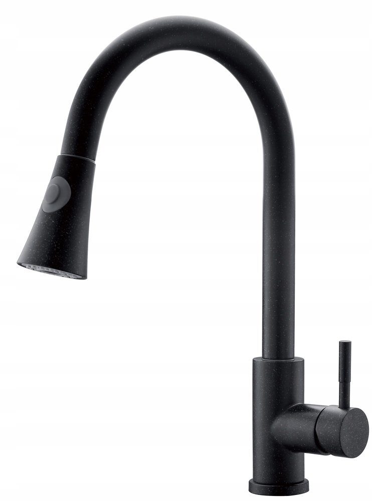 Granitspüle + Mischbatterie + Flüssigkeitsspender + Siphon schwarz XXL-Set
