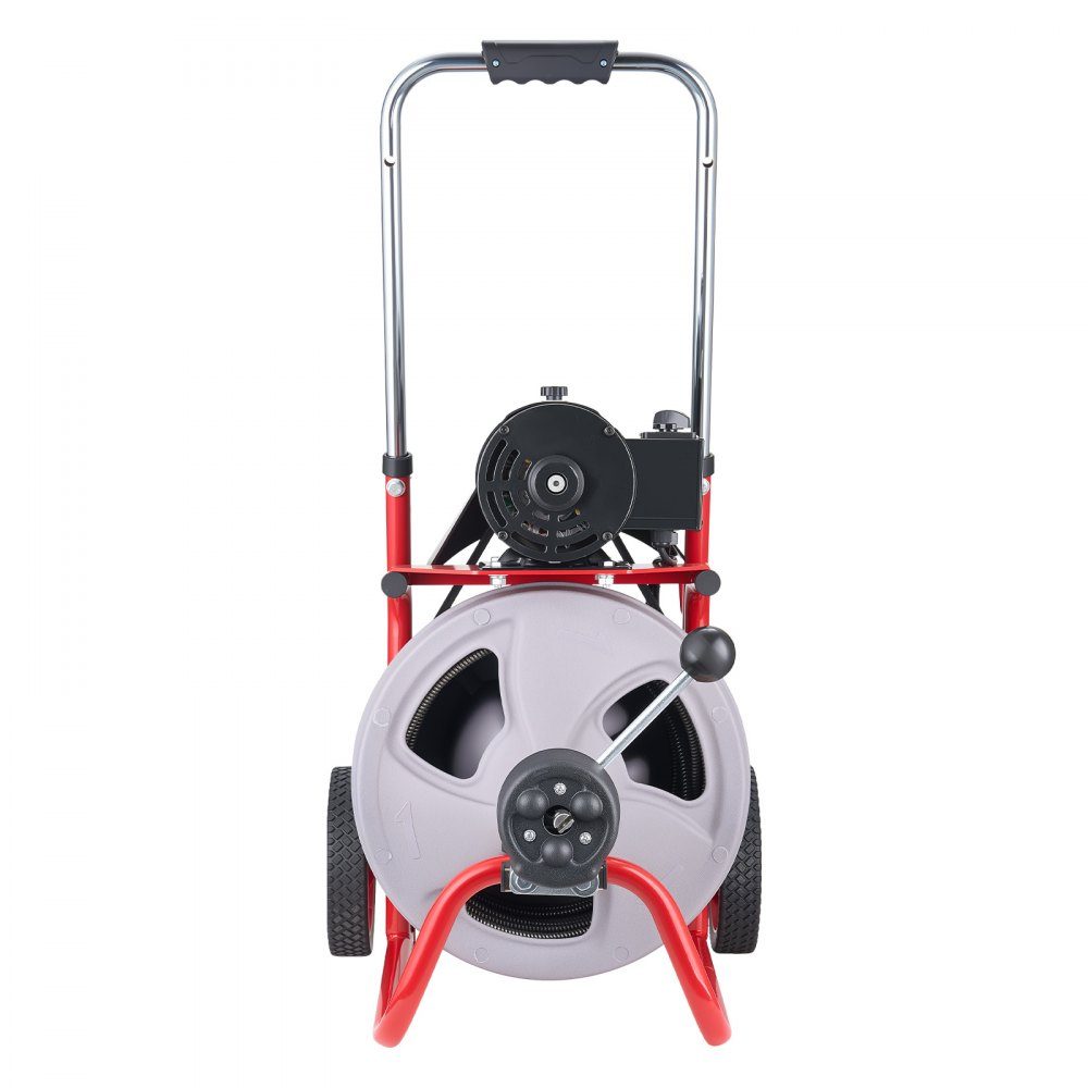 Rohrreinigungsmaschine 30 m x 9,5 mm, Rohrreinigungsgerät mit automatischem Vorschub, 8 Schneidwerkzeugen & pneumatischem Fußschalter, Rohrreiniger für Rohrdurchmesser von 50 bis 100 mm