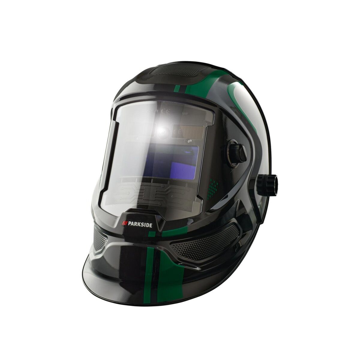 Masque de soudage PARKSIDE® PSHL 2 D1, avec LED, rayures/noir