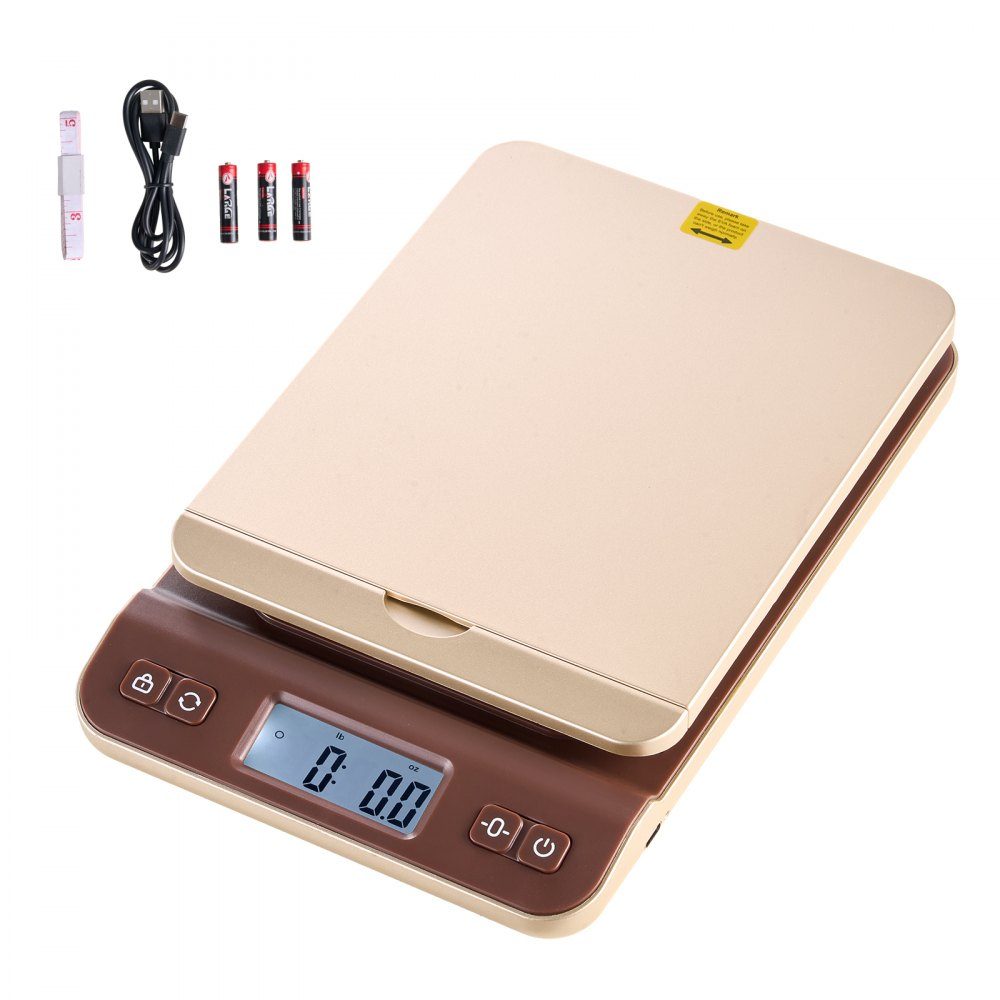Digitale Paketwaage, 2 g Genauigkeit, 40-kg-Postwaage mit Halte-/Tara-/Auto-Off-Funktion, Klapphalter-Design und einfache Kalibrierung, Briefwaage, Plattformwaage, Batterie im Lieferumfang enthalten