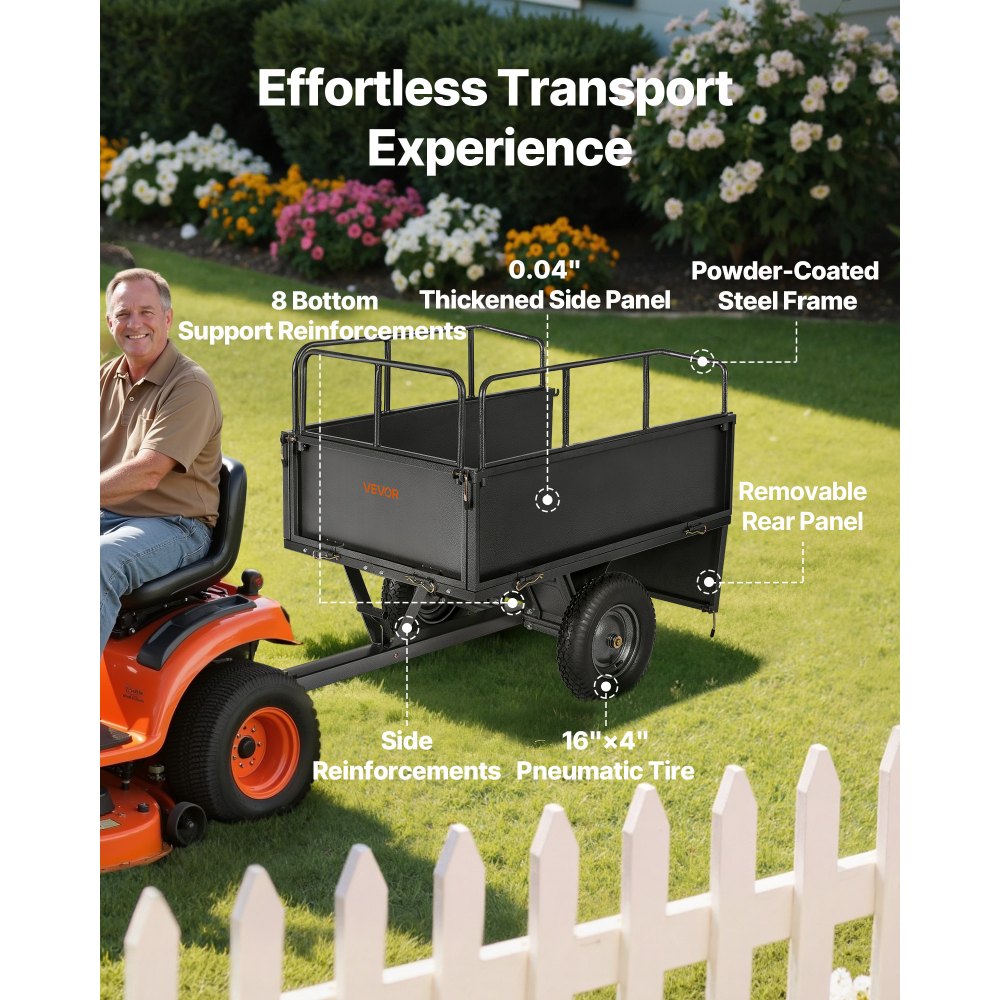 Dump Trailer 500lb Capacity ATV UTV Transport Trailer Pull Behind Dump Truck with 16" Tires Hand Pull or Foot Pedal Yard Trailer for Lawn Mower Tractors Dump Trailer 500lb Capacity ATV UTV Transport Trailer Pull Behind Dump Truck with 16" Tires Hand Pull or Foot Pedal Yard Trailer for Lawn Mower Tractors
