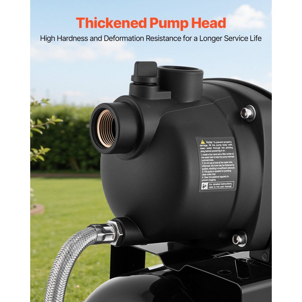 Hauswasserwerk 800 W, 5000 L/h Strahlpumpe mit 19 L Druckbehälter, 49 m Förderhöhe, inklusive automatischem Wasserfördersystem & Kunststoff-Pumpenkopf, für Gartenbewässerung & Hauswasserversorgung