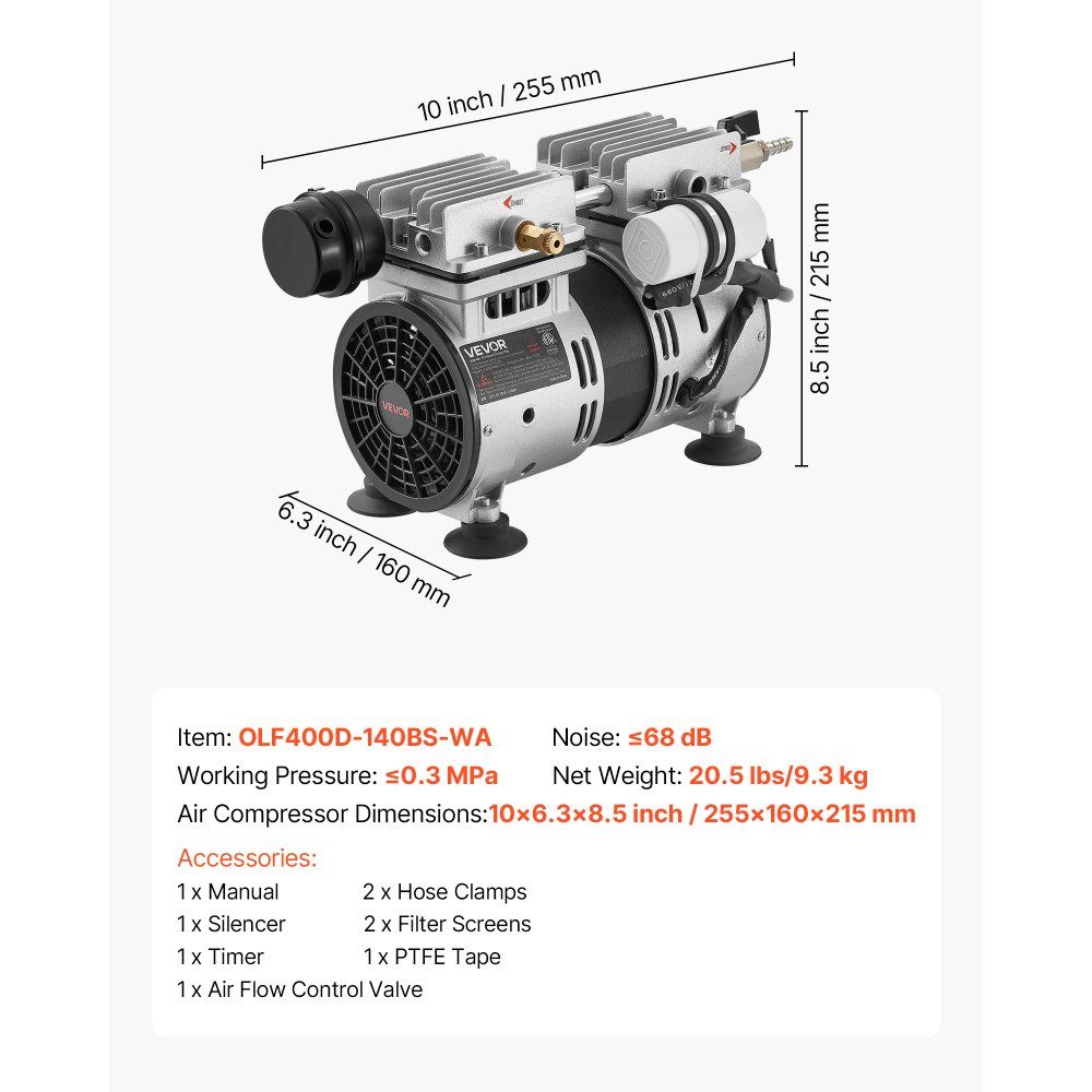 Teichbelüfter, Luftkompressor 590 W, Nenndrehzahl 1400 U/min, Teichbelüftungspumpe, max. Druck 0,3 MPa, Einstelltemperatur -5 °C bis 40 °C, inklusive Timer, ideal für Teich, Wassergarten