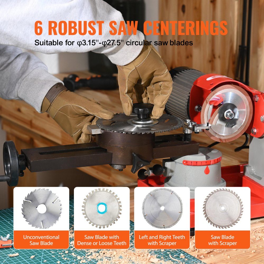Saw blade sharpener 370W sharpening machine circular saw blade sharpener 3600 rpm circular saw blade sharpener φ 80.01-698.5mm saw blade sharpener φ 1.6-4.0mm 6-fold saw centering